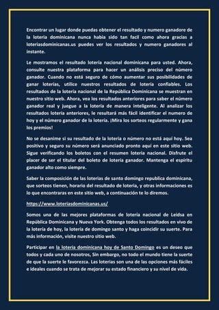 santo domingo lottery|LoteriasDominicanas.com: Lotería Nacional .